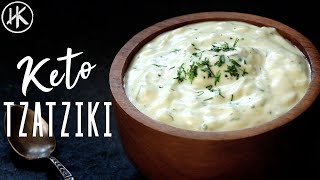 Keto Tzatziki Sauce Greek Garlic Yogurt Sauce  Keto Recipes  Headbangers Kitchen [upl. by Aicilav]