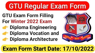 GTU Regular Exam Form  Start Date 17102022  DE  DA  DV  Step By Step Complete Information [upl. by Maddy]