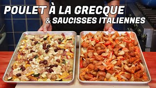 RECETTES RAPIDES FACILES ET ECONOMIQUES AU FOUR  POULET À LA GRECQUE amp SAUCISSES ITALIENNES [upl. by Ettenahs]