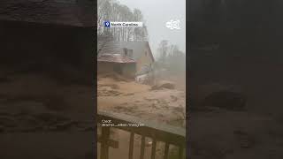 Hurricane Helene flooding and mudslides have demolish roads homes and utility networks [upl. by Dorcus]