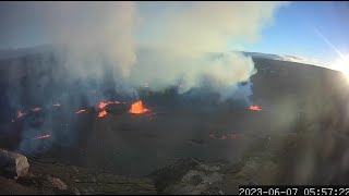 Timelapse of Halema‘uma‘u eruption Kīlauea volcano — June 79 2023 [upl. by Leyes]