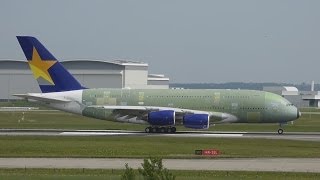 FullHD Skymarks first A380 TestFlight at ToulouseTLSLFBO [upl. by Antoinette589]