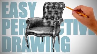 How to draw a chair  Easy Perspective Drawing 7 [upl. by Airalednac]