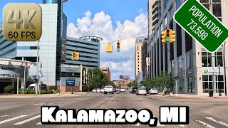 Driving Around Downtown Kalamazoo Michigan in 4k Video [upl. by Greyso]