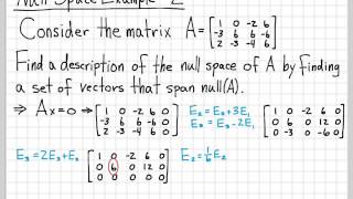 Linear Algebra Example Problems  Null Space Example 2 [upl. by Hume859]