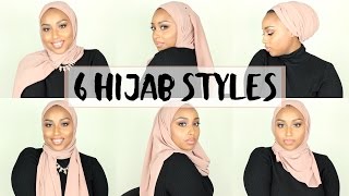 6 SIMPLE HIJAB STYLES USING 1 SCARF  Aysha Abdul [upl. by Ecnadnak38]