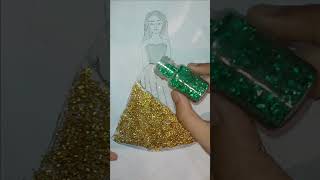 Beautiful dress with Glitter art 👗 🎨 glitter glitterart diy drawing satisfying [upl. by Nowujalo]