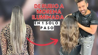 Cómo hacer que un Balayage Rubio pase a ser Morena Iluminada en un solo paso  BY GABRIEL SAMRA [upl. by Sakram]