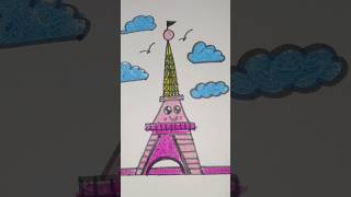 Eiffel Tower 🗼easydrawing of eiffeltower art shortsfeed viral artiseverywhere cute drawing [upl. by Sixel866]