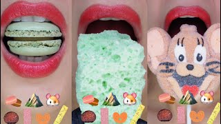 ASMR eating mukbang emoji sweets macaron marshmallow sugar stone comiendo dulces y chuches [upl. by Travis]