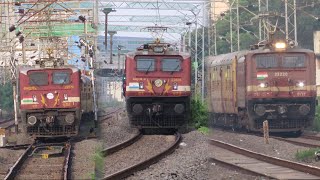 3 in 1 trains with Red beast WAP4 locomotive from Chennai egmore  Indian railways [upl. by Ho]