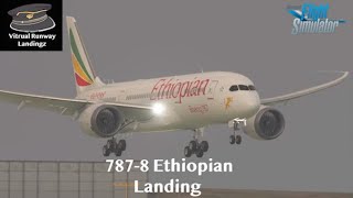 MSFS 4K  Ethiopian 7878 landing  Abidjan 113 FPM 5 Knts Crosswind [upl. by Arihk]