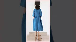 Linen dresses StandUp Collar Dress with Half Sleeves [upl. by Glenn]