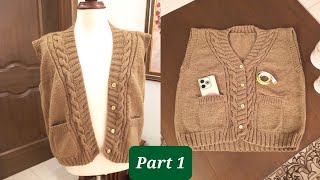 How to knit Gents amp Ladies half Sweater  Knitting easy Simple Sweater  knit Sleeveless Sweater [upl. by Icyak]