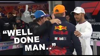 Hamilton Alonso and Norris congratulate Verstappen after winning his second World Championship [upl. by Bonnee581]