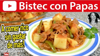 CÓMO HACER BISTEC CON PAPAS  Vicky Receta Facil [upl. by Lrak]