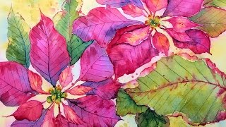 Poinsettia in Watercolor Real Time Painting Tutorial [upl. by Htederem519]