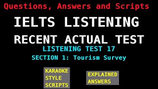 IELTS Listening Recent Actual Tests  Test 17  Section 1 Tourism Survey [upl. by Levesque494]