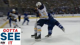 GOTTA SEE IT Leafs And Sabres Get Chippy Bogosian And Muzzin Exchange Big Hits [upl. by Nujra]