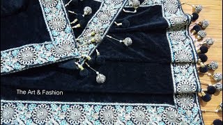 Make a royal  designer velvet shawl  stall  with latkan  सर्दियों के लिए party wear shawl [upl. by Lundgren266]