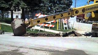 Landmark Contracters Gradall XL4100 digging for curb to be replaced [upl. by Lorelle]