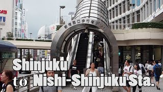 TOKYO 新宿駅 Shinjuku To NishiShinjuku Stavia the Pedestriandeck 4K [upl. by Enos329]