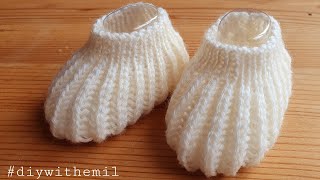 How to knit very easy baby booties tutorial [upl. by Ahsaetan201]