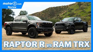 2023 Ford F150 Raptor R Vs 2022 Ram 1500 TRX Comparison Review On and OffRoad Impressions [upl. by Lletnuahs]