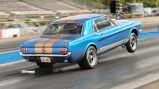 9SEC STREET CAR 66 MUSTANG 250 COUPE PUMP GAS BOSS 302 BYRON DRAGWAY [upl. by Evol]