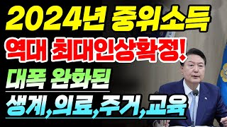 2024년 중위소득 역대 최대인상확정 생계급여 기초생활수급자 [upl. by Ahsiekal]