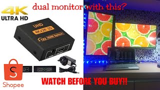 4K HDMI Splitter 1in2out Unbox  Review  Test for dual monitor [upl. by Haimirej]