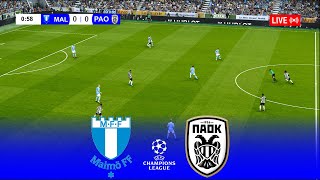 LIVE 🔴 MALMO vs PAOK  UEFA Champions League 20242025  Simulation Gameplay [upl. by Damicke]