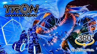 VR 360 TRON Lightcycle Run Roller Coaster at Night POV with Queue Walt Disney World 2024 01 04 [upl. by Biles350]