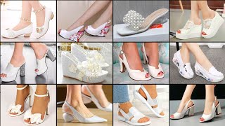 2024 WHITE MOST COMFORTABLE BEAUTIFUL AND STYLISH FOOTWEAR TRENDING SHOES SANDALS DESIGN FOR LADIES [upl. by Garmaise]