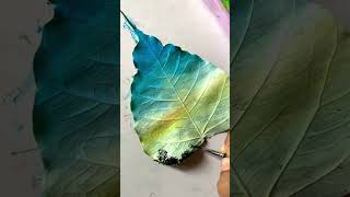 Gouache Painting on leaf 🍃💖 gouachepainting paintingonleaf leafpainting [upl. by Whale]