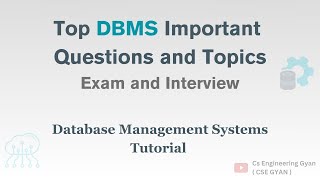 Top DBMS Questions asked in Interviews and Exam  Database Management System Important Topics [upl. by Enylrac476]