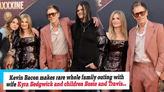 News Kevin Bacon makes rare whole family outing with wife Kyra Sedgwick and children Sosie and [upl. by Akiram]