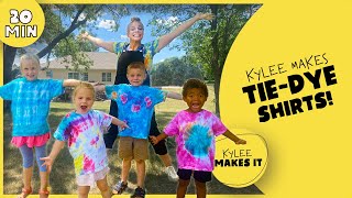 Kylee Makes TieDye Shirts How to Make Five Different Designs with Two Minute Tie Dye for Kids [upl. by Hasin659]