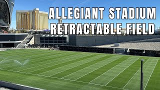 Allegiant Stadium Retractable Field Tray  Raiders Stadium Las Vegas Prepares for Super Bowl 2024 [upl. by Suanne977]