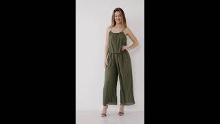 Love Summer Damen Jumpsuit Chiffon plissee mit High Heels oder Halbschuhen Trend Fashion Outfit [upl. by Annaohj]