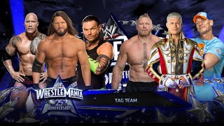 AJ Style The Rock Jeff Hardy Vs Brock Lesnar Cody Rhodes John Cena a legendary match in WWE 2K24 [upl. by Remark]