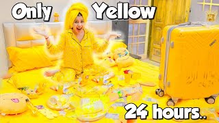 Using only YELLOW things for 24 Hours Challenge💛 [upl. by Sax]