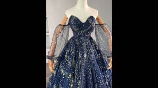 Veaul Latest Sparkly Starry Sky Navy Blue Prom Dresses 2023 [upl. by Cathleen]