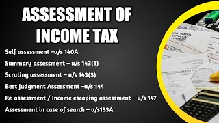 Assessment of income tax  summary assessment  scrutiny assessment  best judgement  reassessment [upl. by Amiarom838]