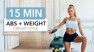 15 MIN ABS  WEIGHT Circuit Style Weight Lifting inspired for extra strong abs I Pamela Reif [upl. by Eelorac]