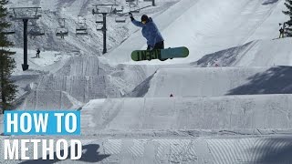 How to Method Grab on a Snowboard  Regular Methods Trick Tip [upl. by Artus917]