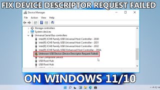 Fix Unknown USB Device Device Descriptor Request Failed Windows 1110 [upl. by Seltzer900]