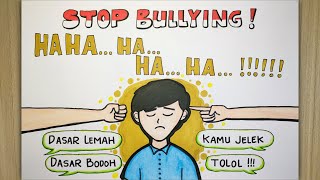 Cara membuat poster anti bullying mudah dan simple  POSTER STOP BULLYING [upl. by Senhauser]