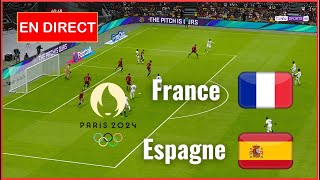 France vs Espagne en direct finale JO de Paris 2024 match complet Simulation football Gameplay PC [upl. by Deming434]