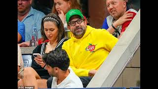 Jason Sudeikis puts on an animated display as he watches the US Open in New York City with Busy Phil [upl. by Annasoh]